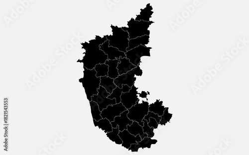 Karnataka-map district outline with vector image, PNG karnataka map stock image