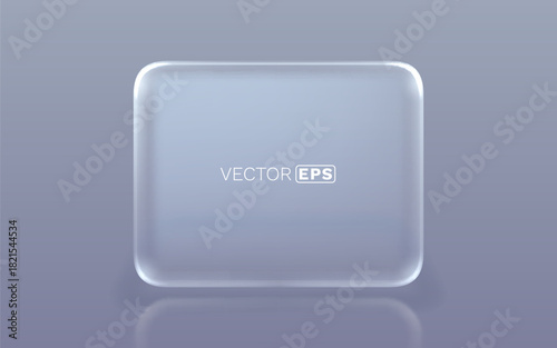 Modern frosted glass rectangular panel with rounded corners and subtle reflection.