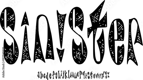 Sinister Horror Font – Distorted Cut-Out Alphabet Typeface for Spooky, Thriller, and Dark Creative Designs