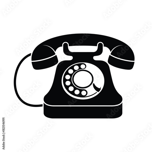 Classic black rotary dial telephone silhouette