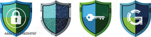Secure Shield Icons Data Protection & Safety Symbols for Web Design