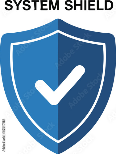 Blue System Shield Illustration for Security and Protection Concepts