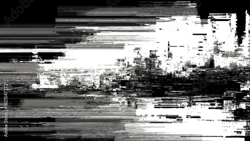 Abstract digital glitch art: horizontal lines and monochromatic texture isolated on transparent background, Vector, illustration