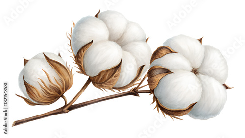 Fluffy cotton bolls isolated on transparent background
