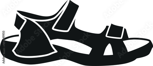 A black and white drawing of a sandal