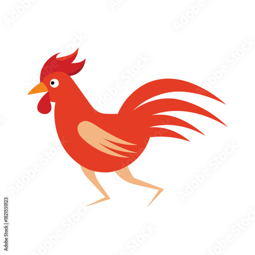 running rooster vector art with motion lines