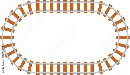 A train track with wooden rails and a white background