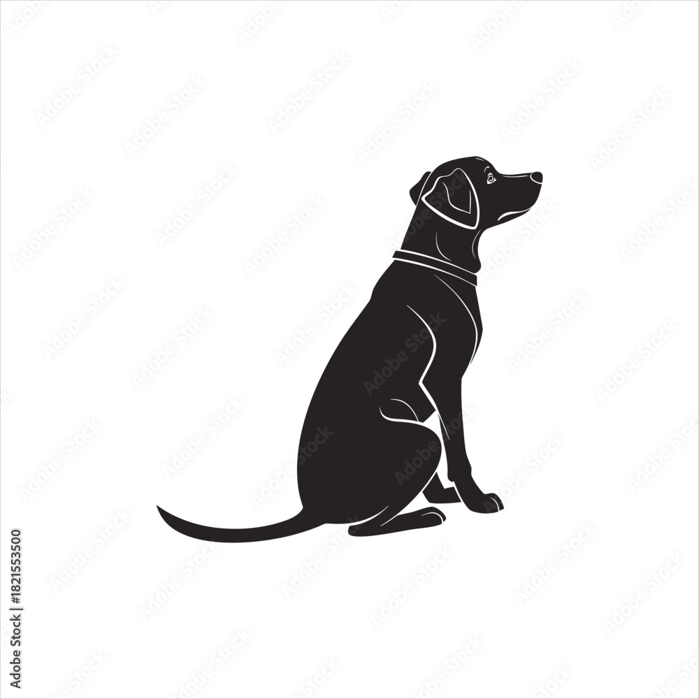 Obraz premium Elegant Sitting Dog Silhouette Illustration