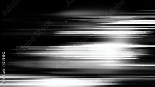 Abstract horizontal light streaks and digital glitch effect on a clean background Vector, illustration