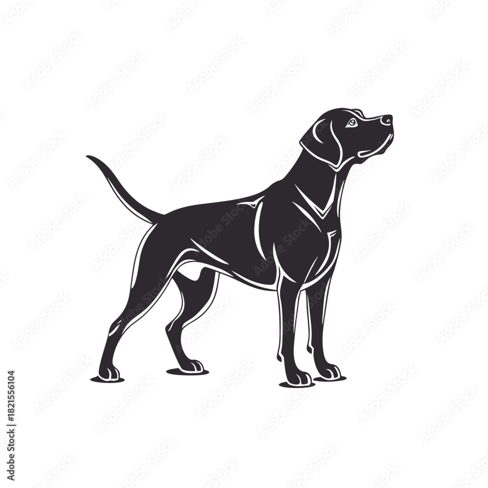 Obraz premium Black Silhouette Dog Illustration Standing on White Background
