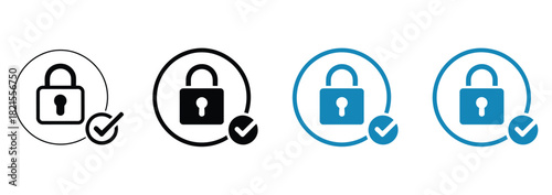 Secure access approved icons featuring a padlock and checkmark for websites and apps, offering peace of mind and reliable protection, perfect for showcasing security features and verified access