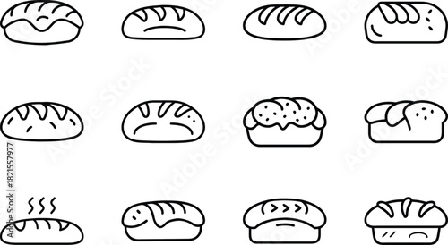 Minimalist Food & Drink Line Art Icon Set – Breakfast, Snacks, Coffee, Pastry, Pizza, Ramen, Wine, Asian Cuisine – Editable Black Outline Vector Bundle for Digital Use
