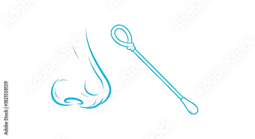 Illustration of a nasal swab test performed with a sterile swab healthcare and medical examination concept showcasing the procedure in a clear and informative manner for diagnostic purposes