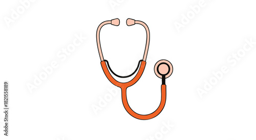 Illustration of a Simple Stethoscope for Medical Examinations and Healthcare Awareness on a Clean White Background Suitable for Design Projects and Medical Content