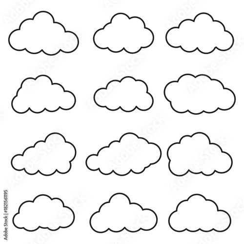  Cloud icon vector. Line sky symbol. Trendy flat weather outline ui sign design. Thin linear graphic pictogram for web site, mobile application. Logo illustration. Eps1