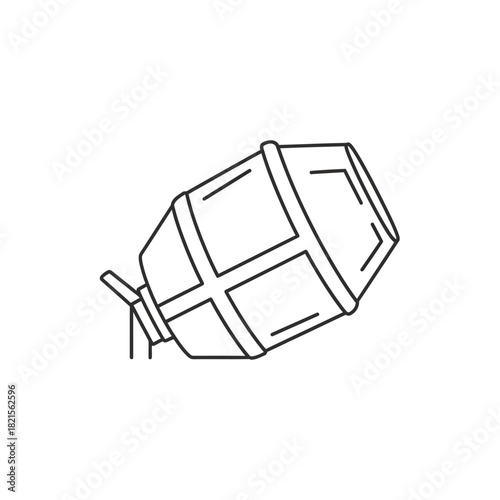Simple Line Art Illustration of a Concrete Mixer Machine, Angled View.