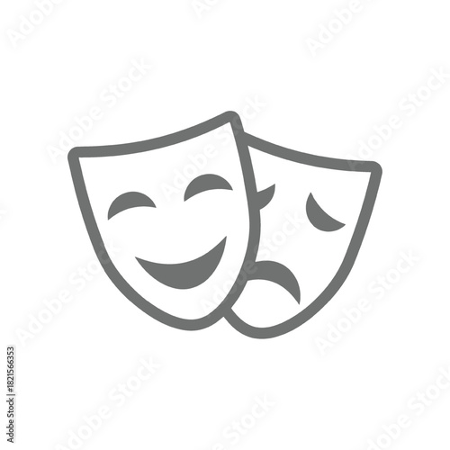 Theatrical Comedy and Tragedy Masks Icon Illustration