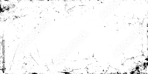 dotted and black and white particles are surrounding in the white background as distressed old stained vintage grunge texture.
