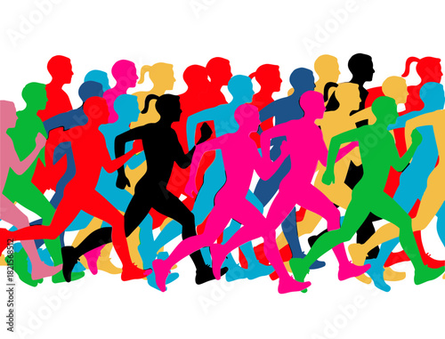 Marathon runners group running race competition fitness exercise jog