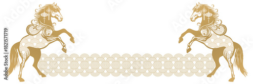 Chinese zodiac golden horse vector illustration.eps