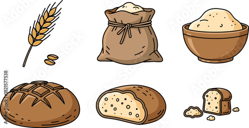 Bread, Flour, and Wheat Icons