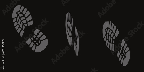 footprint shoe sole tracking path on transparent background, shoe footprint path vector illustration