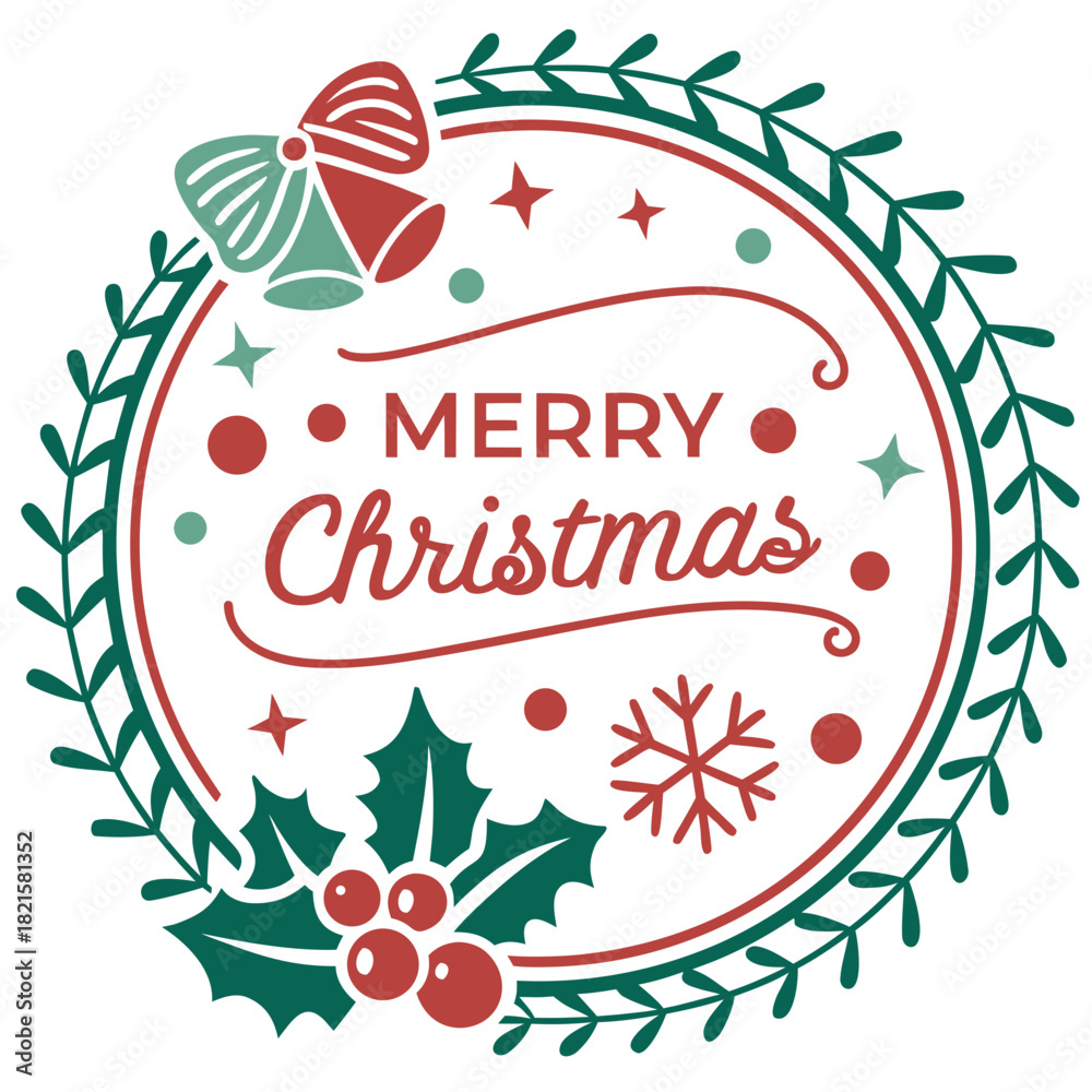 Fototapeta premium Merry Christmas greeting badge vector. Christmas decoration icons, labels, illustration and elements .