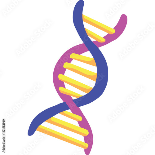 Illustration of a double helix structure, representing DNA, with vibrant colors and intricate details.