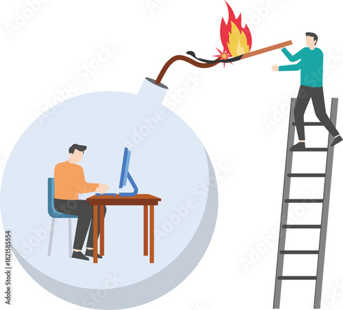 A businessman is threatened by a bomb that is about to ignite

