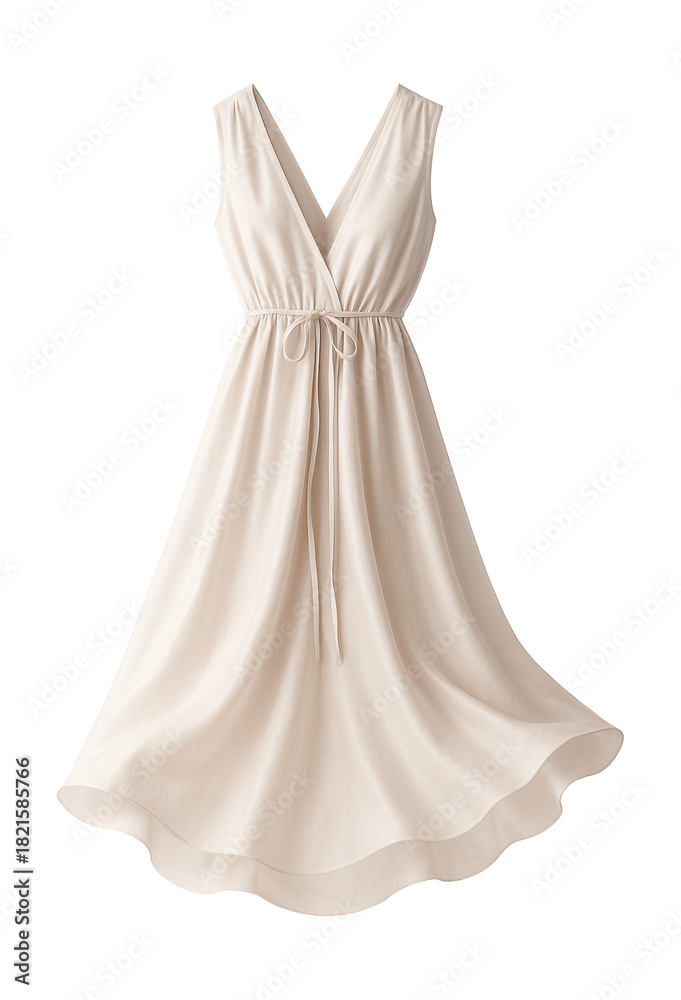 Obraz premium Lightweight gown with V-neck and adjustable waist ties.
