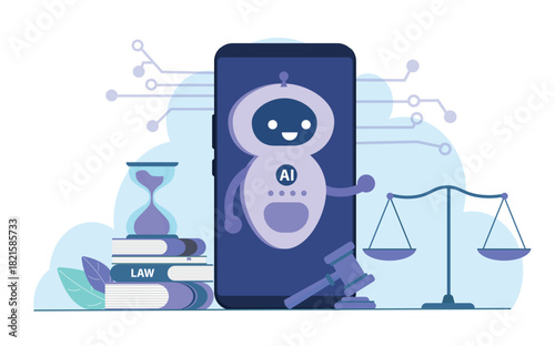 Artificial Intelligence in Law. Vector illustration