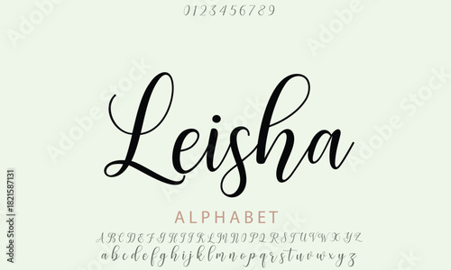 Leisha Script alphabet letters font for logo