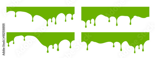 Green set slime background with halloween jelly splash and snot frame texture. Liquid shape slimy with green design and set slime elements for sprite radioactive. Splatter sticky aesthetic
