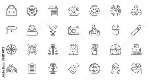 Collection of Business and Finance Icons in Outline Style.