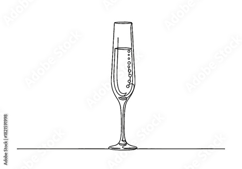 Elegant champagne flute filled with bubbly drink for celebration  