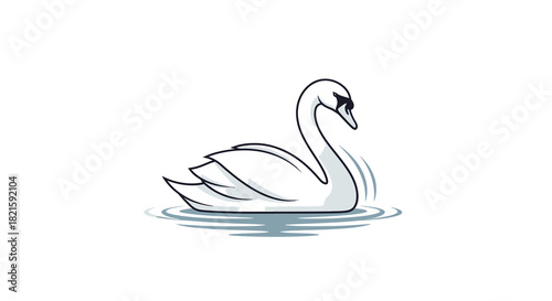 Elegant Swan Illustration Graceful Bird on Water.