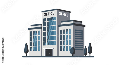 Modern Office Building Illustration with Clean Lines and Professional Design.