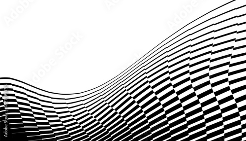 Smooth transition of geometric pattern with black isolated on white background. Easily resized and recoloured at your discretion. Sporty background and design element. Vector Format Illustration 