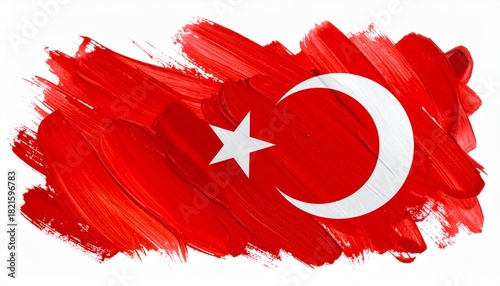 Painted Grunge Style Turkey Flag Art with Star and Crescent