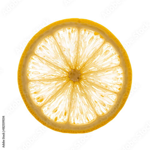 Freshly Cut Lemon Slice Showing Vibrant Yellow Flesh and Zest in Bright Light