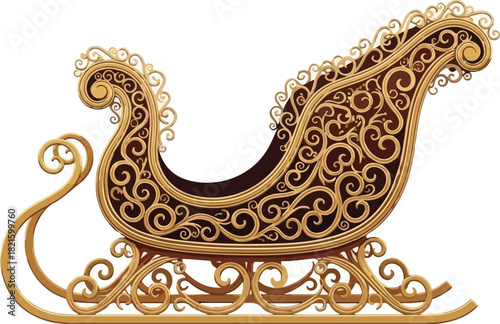 Ornate sleigh for celebration: An exquisitely crafted sleigh. Every curve and detail exudes an aura of festive elegance. Witness a masterpiece of artistry, celebrating special occasions.