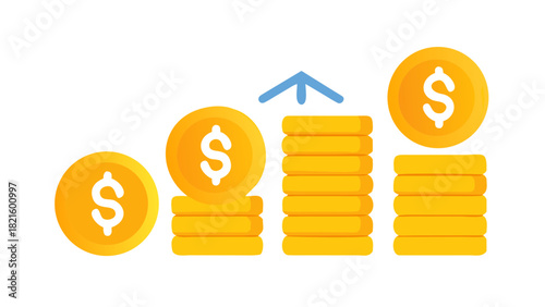 Vector icon of stacked coins symbolizing profit and revenue growth