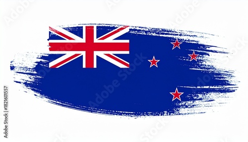 Painted Grunge Style New Zealand Flag Art with Union Jack and Southern Cross