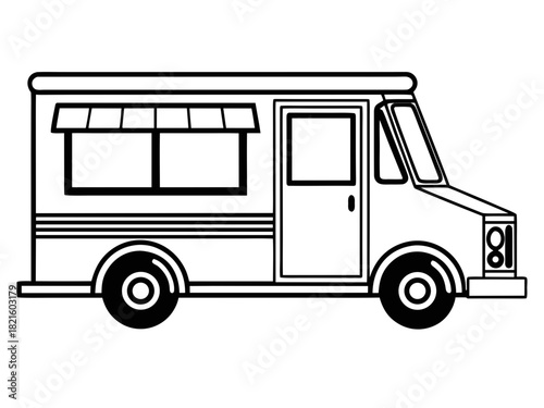 Vector illustration of a food truck, modern pictogram style on white background