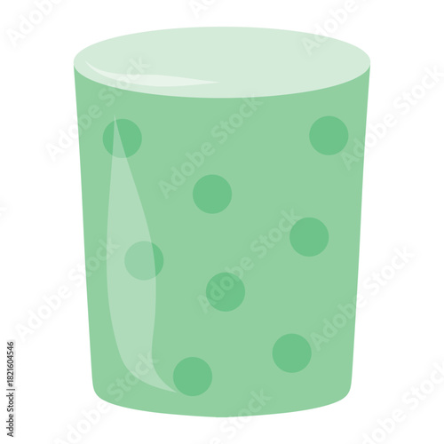 Dental rinse cup illustration. Mouth rinse cup, polka dot cup vector. Tooth rinsing cup, bathroom accessory