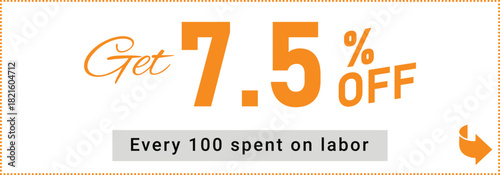 A text graphic with a special promotion offering 7.5% off. It highlights savings and offers, promoting a discount