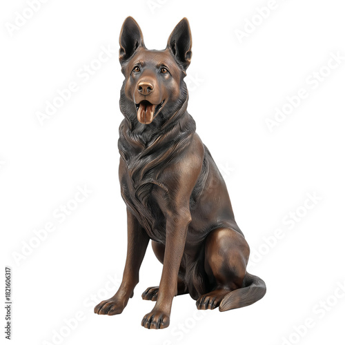 Bronze Statue of a Sitting Dog Showcasing Detailed Craftsmanship and Lifelike...
