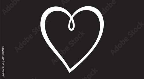 Minimal white heart outline on dark background in clean vector style.
