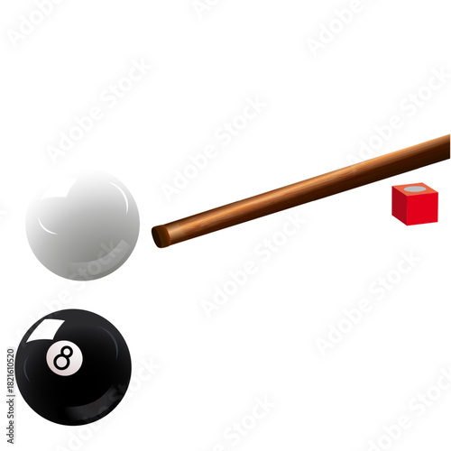 A modern icon of snooker stick and balls in trendy style