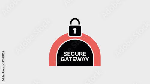 Symbol of a Secure Gateway with Padlock for Online Security and Data Protection Solutions